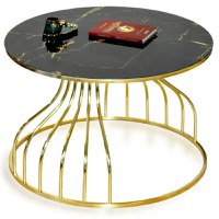 Masuta de cafea Viena, sticla cu desen si metal - 1