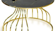 Masuta de cafea Viena, sticla cu desen si metal