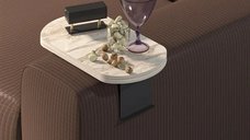 Măsuță Laterală Verla Homs, Bej Marmurat, Reglabilă, Model 25043