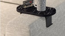 Măsuță laterală Verla Homs, negru marmorat, ajustabilă, model 25041