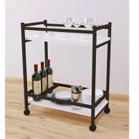 "Măsuță servire cu roti, Clasic Homs, 81X34x61 cm, alb-negru" - 1