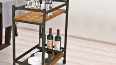 Măsuță servire cu roti, Clasic Homs, 81X34x61 cm, nuc-negru