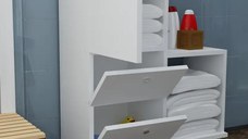 Mobilier baie cu 4 spatii depozitare Functional Homs , 67.4 x 87 x 29.5 cm, alb