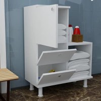 Mobilier baie cu 4 spatii depozitare Functional Homs , 67.4 x 87 x 29.5 cm, alb - 1