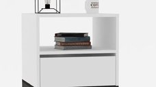 Noptiera Lida pentru dormitor,culoare alb,61 cm