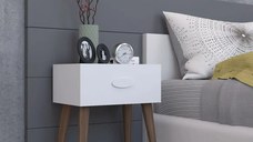 Noptiera moderna cu sertar Sara Homs 45 x 30 x 57.5 cm, Alb-nuc