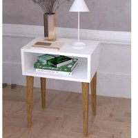 Noptiera moderna deschisa Milena Homs 45 x 30 x 60 cm, Alb-nuc - 1