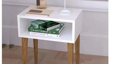 Noptiera moderna deschisa Milena Homs 45 x 30 x 60 cm, Alb-nuc