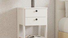 Noptiera Renea cu 2 sertar alb-75 cm