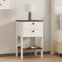 Noptiera Renea cu 2 sertar alb-nuc,75 cm - 1