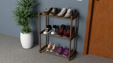 Pantofar cu 3 rafturi Homs, natur, 75 X 57.5 X 30 cm