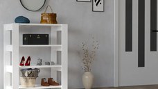 Pantofar cu 3 rafturi pentru hol culoare  alb,90 cm