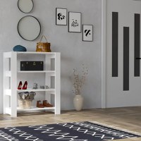 Pantofar cu 3 rafturi pentru hol culoare  alb,90 cm - 1