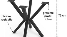 Picioare pentru masa rotunda sau patrata metal, culoare negru,70 cm