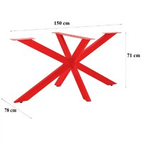 Picior special pentru masa metal culoare rosu 150x78x71 cm - 1