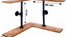 Raft colt cu 2 polite stil industrial din lemn-metal Homs 62x50x35x12 cm