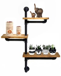 Raft cu 3 polite stil industrial din lemn-metal Homs 70 X 12 X 57 cm - 1