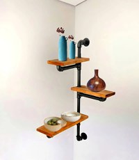 Raft cu 3 polite stil industrial din lemn-metal Homs 70 X 12 X 57 cm - 1