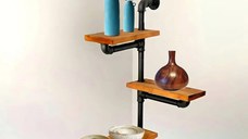 Raft cu 3 polite stil industrial din lemn-metal Homs 70 X 12 X 57 cm