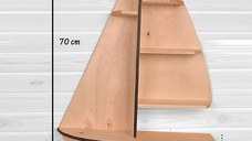 Raft de perete 72×52×18 cm – lemn stratificat nuc, Sailor