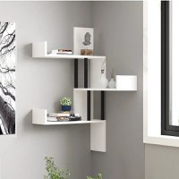 Raft de perete Aliza colti culoare alb 105 cm - 1