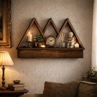 Raft de perete din lemn , Homs, natural, 42 x 25 x 6 cm - 1