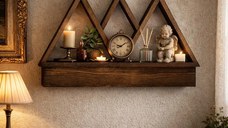 Raft de perete din lemn , Homs, natural, 42 x 25 x 6 cm