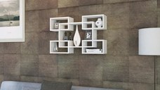 Raft de perete din pal, Mika Homs RMI005, alb, 93.5 x 59.5 x 19.5 cm