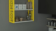 Raft de perete din PAL/PPE, Lulu Homs, alb-galben, 50 x 45 x 20 cm