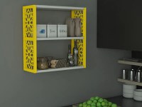 Raft de perete din PAL/PPE, Lulu Homs, alb-galben, 50 x 45 x 20 cm - 1