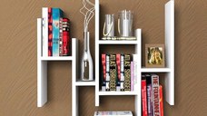 Raft de perete, Flower Homs, alb, 68 x 70 x 19 cm, PAL 18 mm