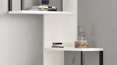 Raft de perete Lester pentru colt,  culoare alb si negru  84 cm