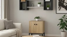 Raft de perete, Matilda Homs, gri antracit/alb, 60 x 105 x 20 cm, PAL