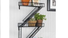 Raft de perete metal, Escape Homs, Negru, 70 x 40 x 10 cm