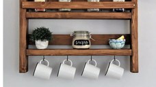 Raft de perete pentru bucatarie, seria wood, Homs, 45x34x10 cm, lemn natur,700014