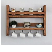 Raft de perete pentru bucatarie, seria wood, Homs, 45x34x10 cm, lemn natur,700014 - 1