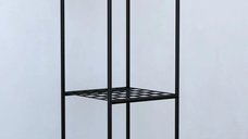 Raft metalic pentru flori Decor Homs cu 3 polite, 33 x 100 x 31 cm, negru