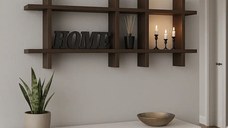 Raft perete din lemn Gozde Homs, 100 x 45 x 9 cm, maro