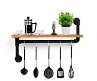 Raft stil industrial cu agatatori bucatarie Homs 50x12  nuc-negru - 1