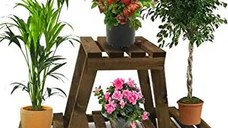 Resigilat:Etajera flori din lemn, Homs Garden 2, Natur, 75 x 49 x 25 cm