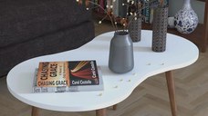 Resigilat:Masa de cafea London Homs 90 x 41 x 40 cm, alb marmurat -nuc