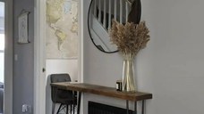 Resigilat:Masuta hol intrare, suport calorifer, seria A-620,lemn, Homs, 115 x 19 x 85cm,30171