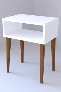 Resigilat:Noptiera moderna deschisa Milena Homs 45 x 30 x 60 cm, Alb-nuc - 1