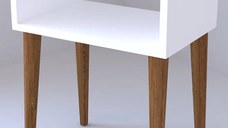 Resigilat:Noptiera moderna deschisa Milena Homs 45 x 30 x 60 cm, Alb-nuc