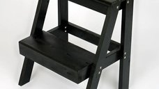 Scara taburet din lemn, 2 trepte culoare  negru,45 cm