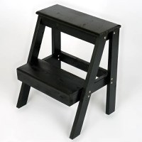 Scara taburet din lemn, 2 trepte culoare  negru,45 cm - 1