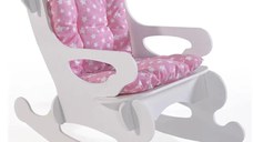 Scaun balanosoar copii, Baby Puzzle Homs, alb/roz, 40x70x65 cm, MDF