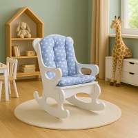 Scaun balansoar copii 40×70×65 cm – MDF alb/albastru, BabyPuzzle - 1