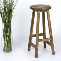 Scaun bar,taburet lung, din lemn culoare nuc ,70 cm - 1