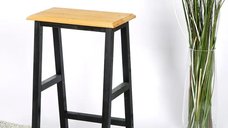 Scaun bar, taburet,William,din lemn,culoare negru si nuc,70 cm
